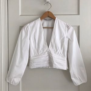 Zara Balloon Sleeve Button Top